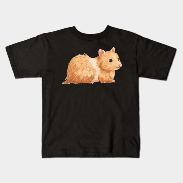 Blonde Teddybear Syrian Hamster Cartoon Kids T-Shirt by PaperRain